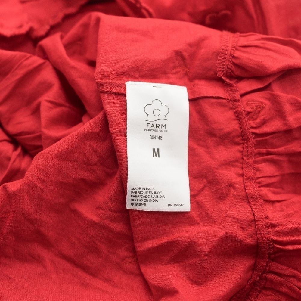 FARM Rio Red Ruffled Peasant Blouse - Picture 6 of 14